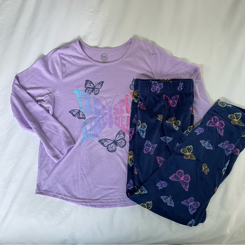 Wonder Nation Butterfly Pajama Set - Lavender and Navy